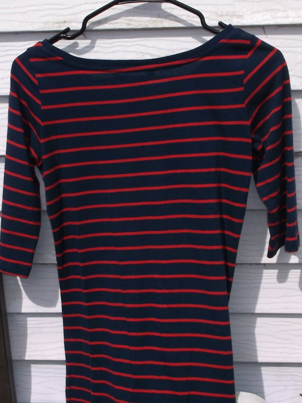 French Connection Navy & Red Striped Dress – Size 4 (100% Cotton, Like New)